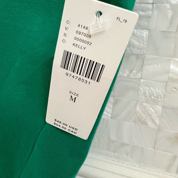 NWT new medium Anthropologie Maeve v neck tee shirt top embroidered golf green - Picture 5 of 17